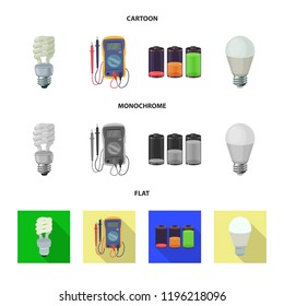 Isolated object of electricity and electric symbol. Set of electricity and energy stock vector illustration.