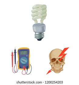 Isolated object of electricity and electric symbol. Set of electricity and energy vector icon for stock.