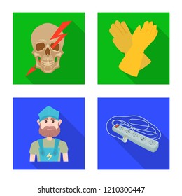 Isolated object of electricity and electric symbol. Set of electricity and energy vector icon for stock.