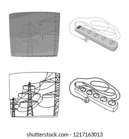 Isolated object of electricity and electric symbol. Set of electricity and energy vector icon for stock.