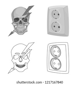 Isolated object of electricity and electric symbol. Set of electricity and energy stock symbol for web.