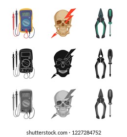 Isolated object of electricity and electric symbol. Set of electricity and energy vector icon for stock.