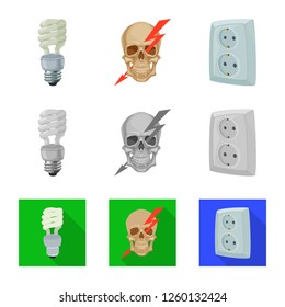 Isolated object of electricity and electric symbol. Collection of electricity and energy stock symbol for web.