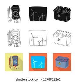 Isolated object of electricity and electric symbol. Set of electricity and energy vector icon for stock.