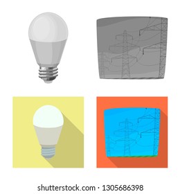 Isolated object of electricity and electric symbol. Collection of electricity and energy stock vector illustration.