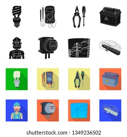 Isolated object of electricity and electric symbol. Set of electricity and energy stock vector illustration.