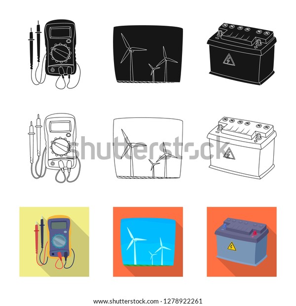 Isolated object of\
electricity and electric symbol. Set of electricity and energy\
vector icon for\
stock.