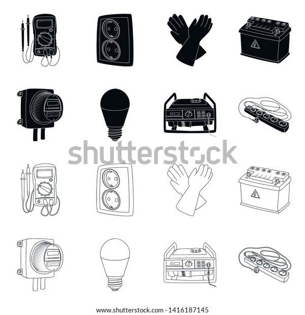 Isolated object of electricity and electric\
symbol. Collection of electricity and energy stock vector\
illustration.