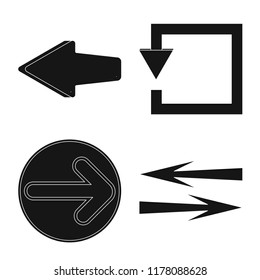 Isolated object of element and arrow icon. Set of element and direction stock symbol for web.
