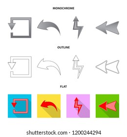 Isolated object of element and arrow icon. Set of element and direction stock vector illustration.