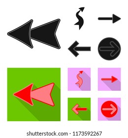 Isolated object of element and arrow logo. Set of element and direction stock symbol for web.