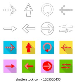 Isolated object of element and arrow logo. Collection of element and direction stock vector illustration.