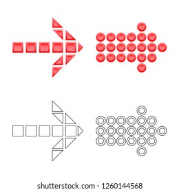 Isolated object of element and arrow logo. Set of element and direction stock symbol for web.
