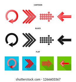 Isolated object of element and arrow logo. Collection of element and direction stock symbol for web.