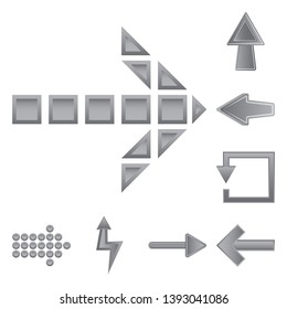 Isolated object of element and arrow logo. Set of element and direction stock symbol for web.