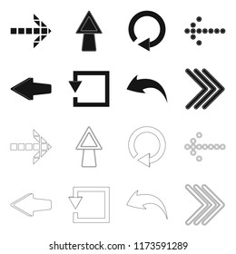 Isolated object of element and arrow sign. Set of element and direction vector icon for stock.