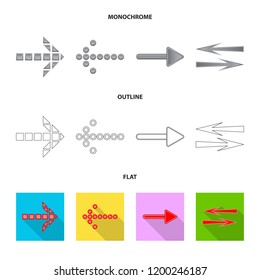 Isolated object of element and arrow sign. Collection of element and direction vector icon for stock.