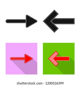 Isolated object of element and arrow sign. Set of element and direction vector icon for stock.