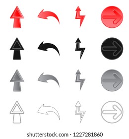 Isolated object of element and arrow sign. Set of element and direction vector icon for stock.