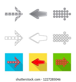 Isolated object of element and arrow sign. Collection of element and direction stock symbol for web.