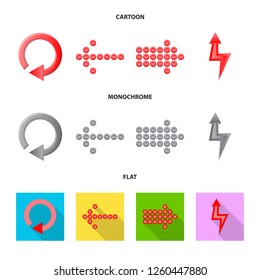 Isolated object of element and arrow sign. Set of element and direction stock symbol for web.