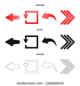 Isolated object of element and arrow sign. Set of element and direction stock symbol for web.