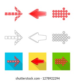 Isolated object of element and arrow sign. Set of element and direction vector icon for stock.