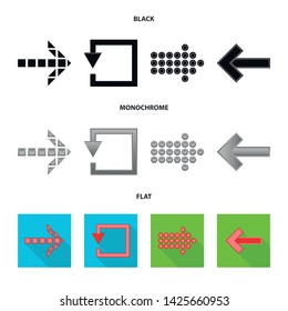 Isolated object of element and arrow sign. Set of element and direction stock symbol for web.