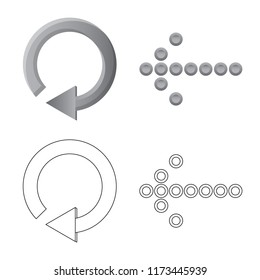 Isolated object of element and arrow symbol. Collection of element and direction stock symbol for web.