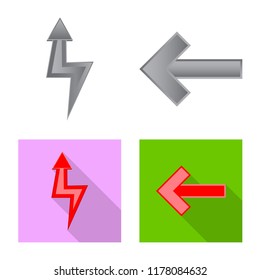 Isolated object of element and arrow symbol. Set of element and direction vector icon for stock.
