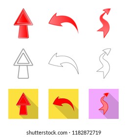 Isolated object of element and arrow symbol. Collection of element and direction vector icon for stock.