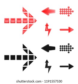 Isolated object of element and arrow symbol. Collection of element and direction stock symbol for web.