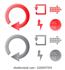 Isolated object of element and arrow symbol. Collection of element and direction stock vector illustration.