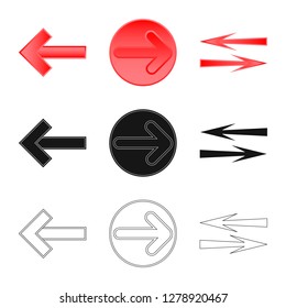 Isolated object of element and arrow symbol. Set of element and direction stock symbol for web.