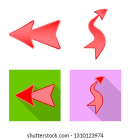 Isolated object of element and arrow symbol. Set of element and direction vector icon for stock.