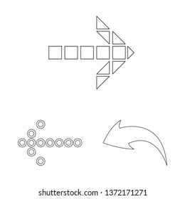 Isolated object of element and arrow symbol. Collection of element and direction vector icon for stock.