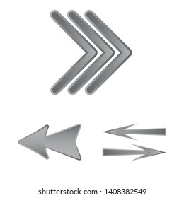Isolated object of element and arrow symbol. Set of element and direction vector icon for stock.