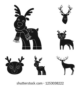 Isolated object of elk and head icon. Set of elk and stag stock symbol for web.