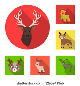 Isolated object of elk and head icon. Collection of elk and stag vector icon for stock.