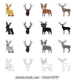 Isolated object of elk and head icon. Set of elk and stag stock vector illustration.