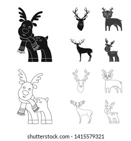 Isolated object of elk and head logo. Set of elk and stag stock symbol for web.