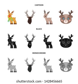 Isolated object of elk and head symbol. Collection of elk and stag stock vector illustration.