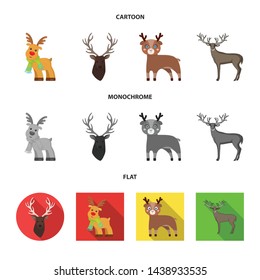 Isolated object of elk and head symbol. Set of elk and stag stock vector illustration.