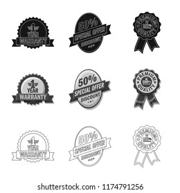 Isolated object of emblem and badge icon. Collection of emblem and sticker vector icon for stock.