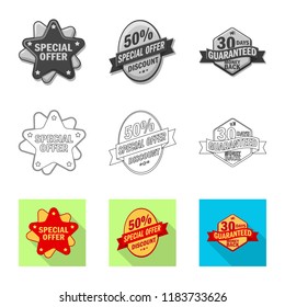 Isolated object of emblem and badge icon. Set of emblem and sticker stock vector illustration.