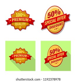 Isolated object of emblem and badge icon. Collection of emblem and sticker stock vector illustration.