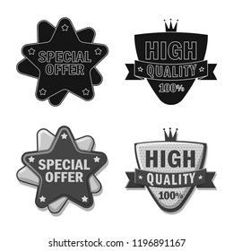 Isolated object of emblem and badge icon. Set of emblem and sticker stock vector illustration.