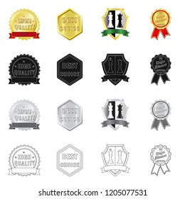 Isolated object of emblem and badge icon. Set of emblem and sticker stock vector illustration.