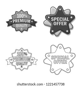Isolated object of emblem and badge icon. Set of emblem and sticker vector icon for stock.