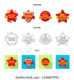 Isolated object of emblem and badge icon. Set of emblem and sticker stock vector illustration.